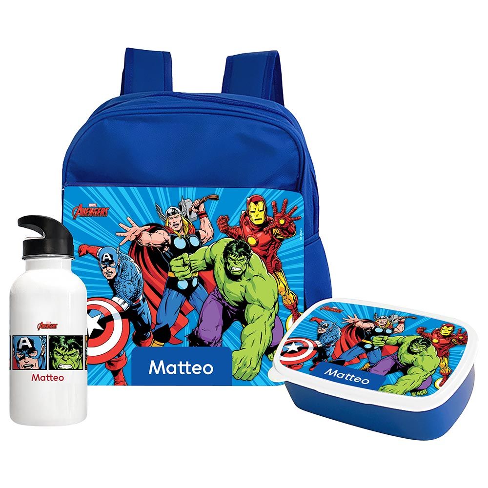 Avengers school bag and lunch outlet box